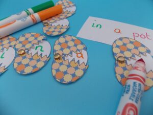 colourful letters on anagram eggs